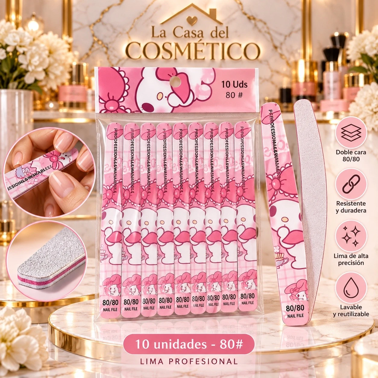 lumera lima para acrilico pink pro 80/80