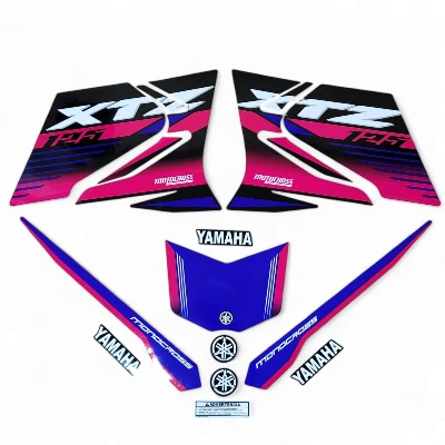 Xtz 125 Calcomanias 2024 negro azul lineas fucsia