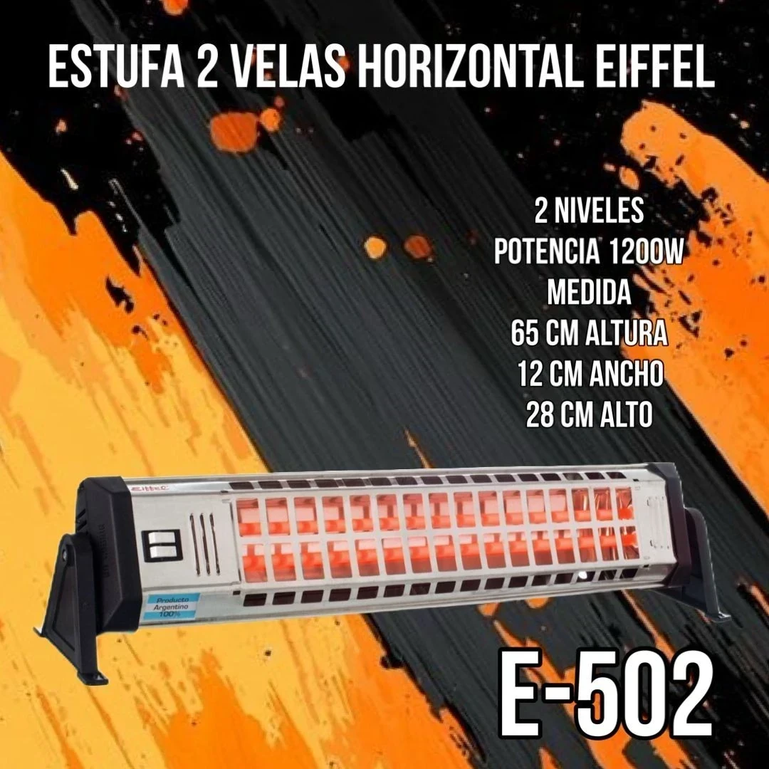 Estufa de Cuarzo Eiffel E-502 Horizontal 1200Watts