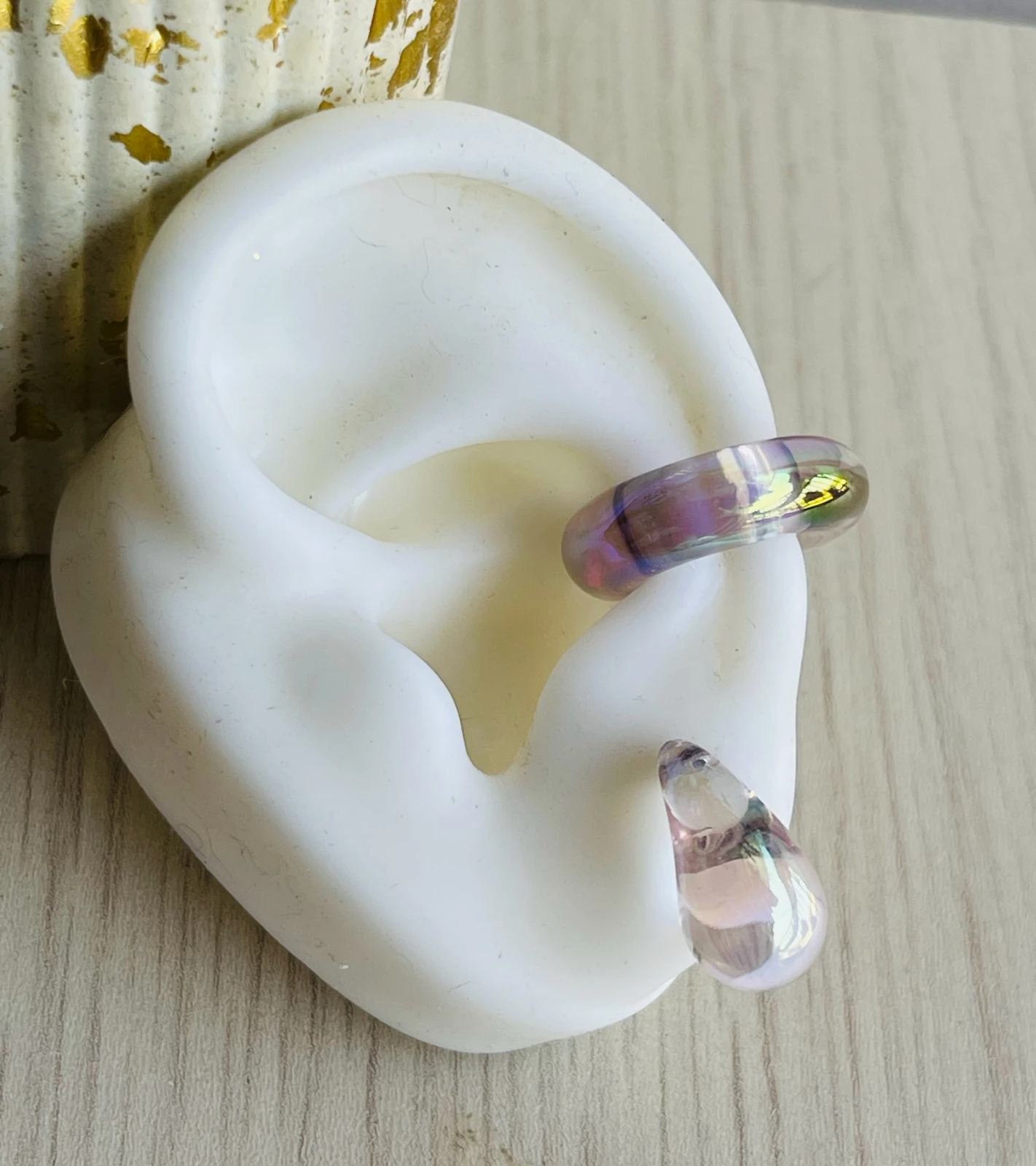 SET ARETES + EARCUFF BURBUJA REGINA