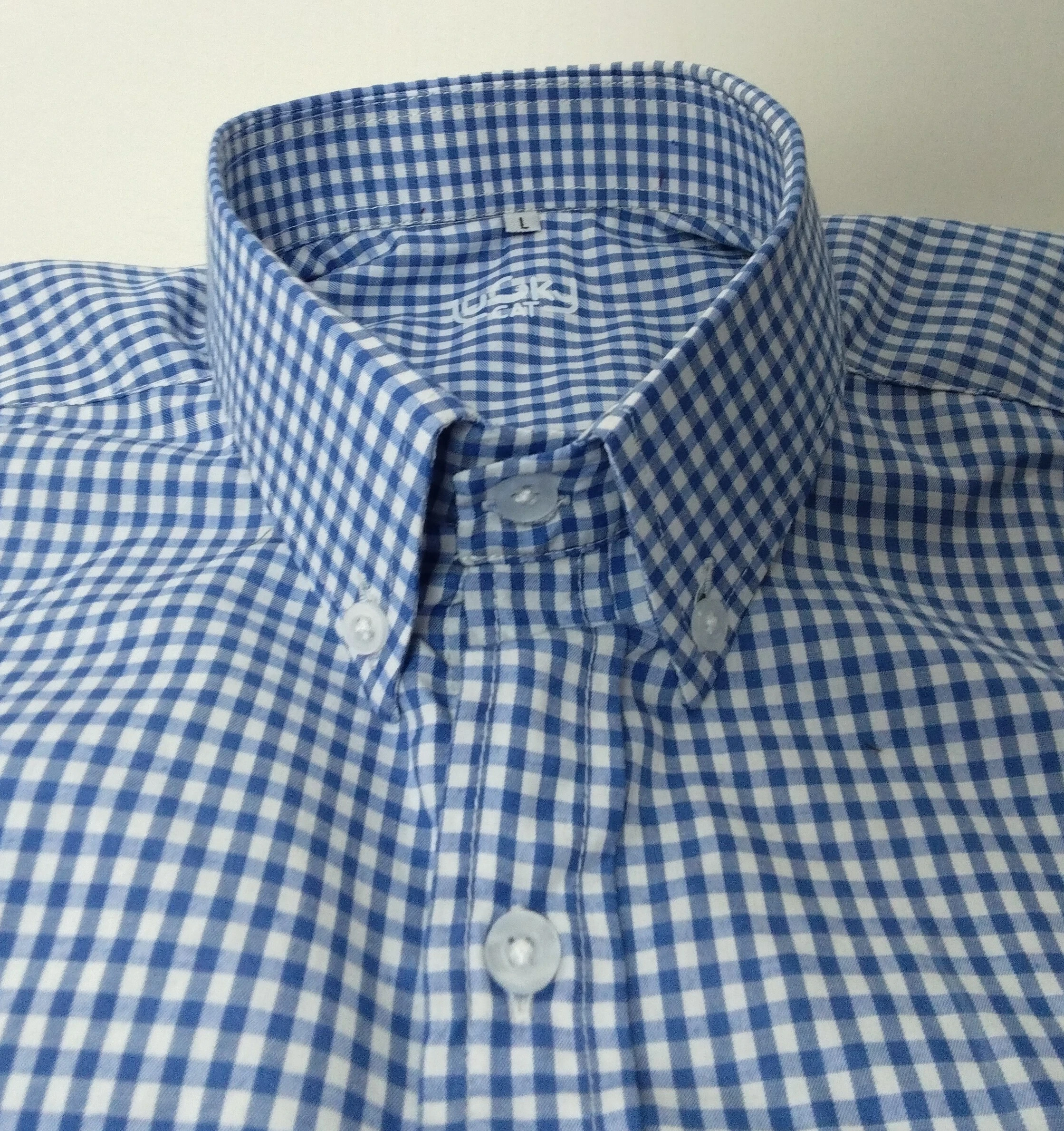 Camisa cuadros azules manga corta