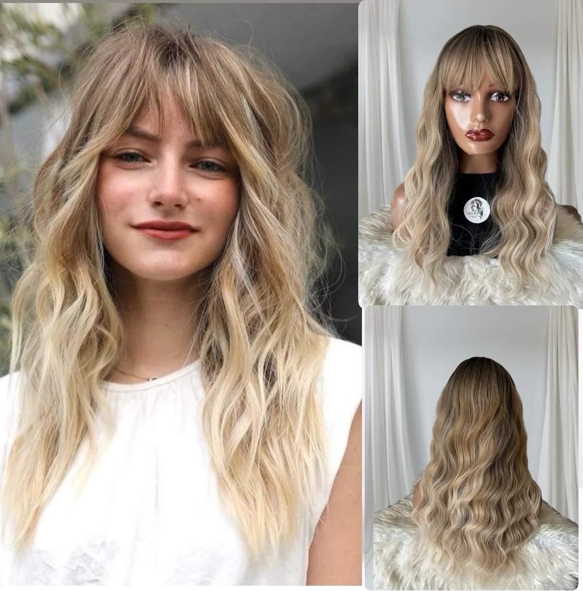 Peluca semi 20” con flequillo 