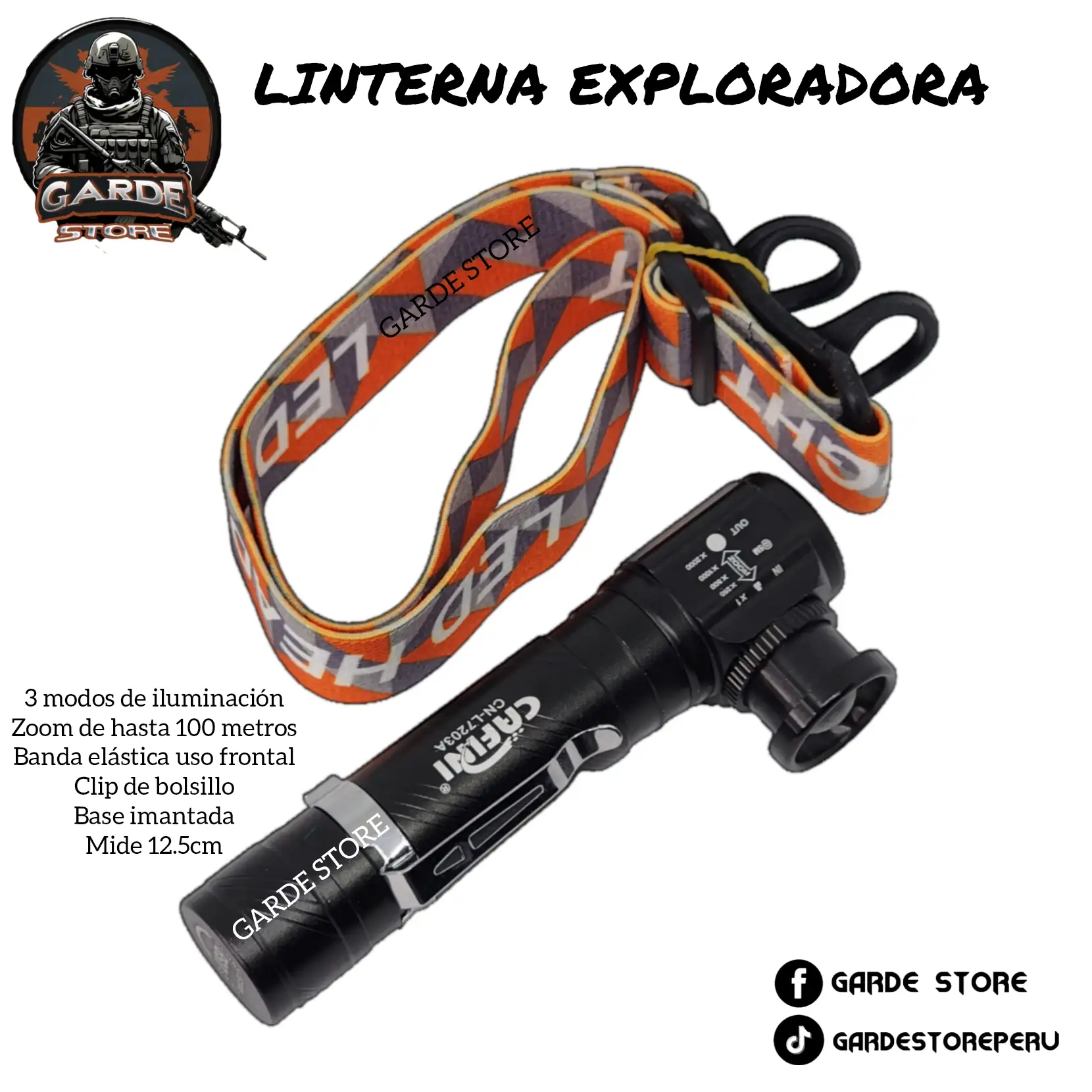 Linterna frontal magnética y con clip 2
