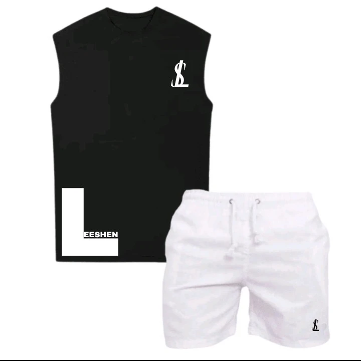 Kit 2 Peças Conjunto de Camiseta Masculina & Short Casual 