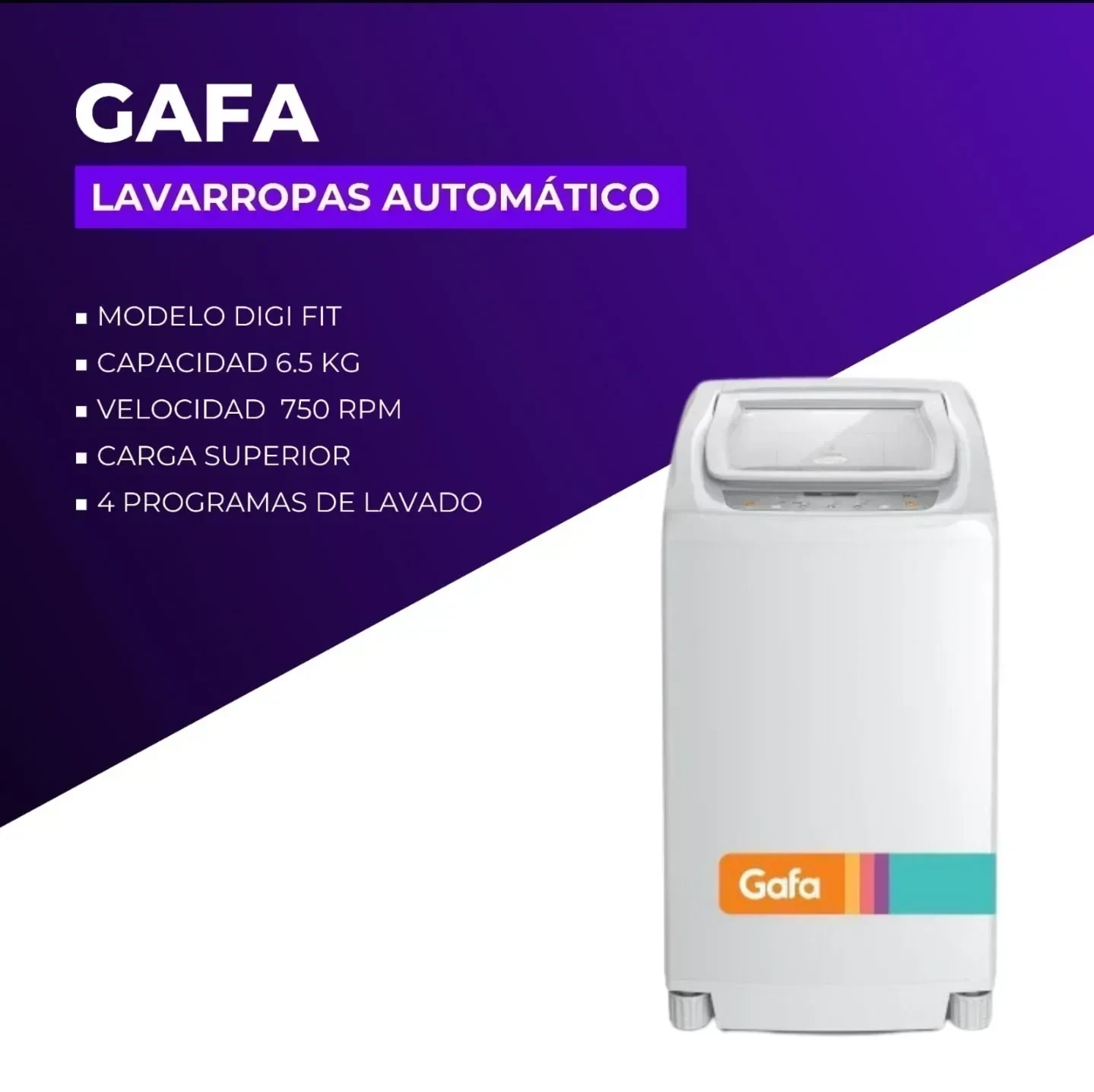 LAVARROPAS GAFA CARGA SUPERIOR 6.5KG DIGIFIT