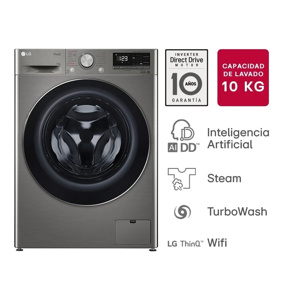 Lavarropas LG 10 Kg Wi-Fi- Inverter- IA* 