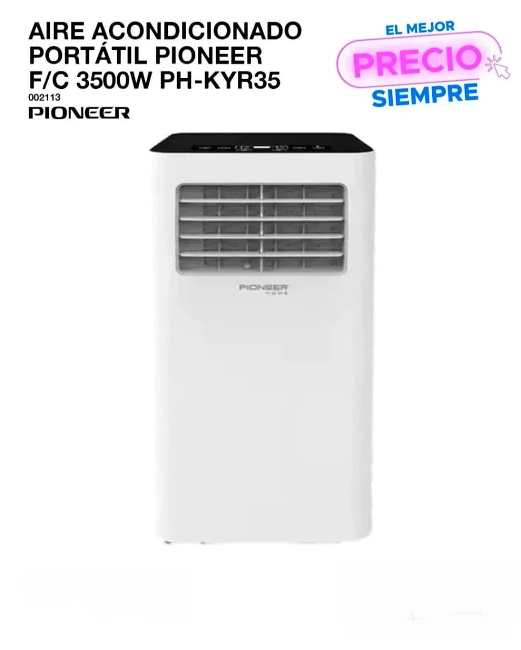 AIRE ACONDICIONADO PORTATIL PIONEER 3500W FRIO/CALOR*