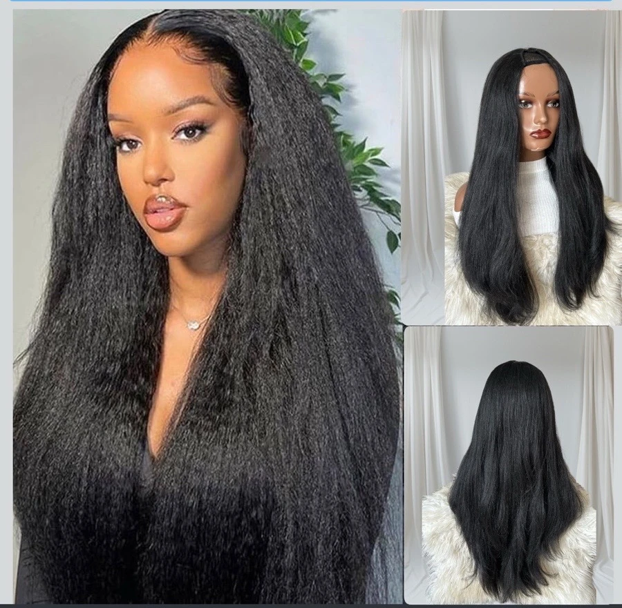 Peluca semi en V de 28" cabello yaki 
