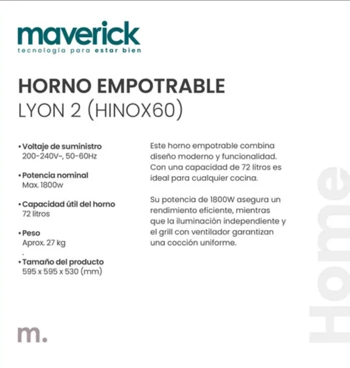 Horno empotrable eléctrico MAVERICK 4