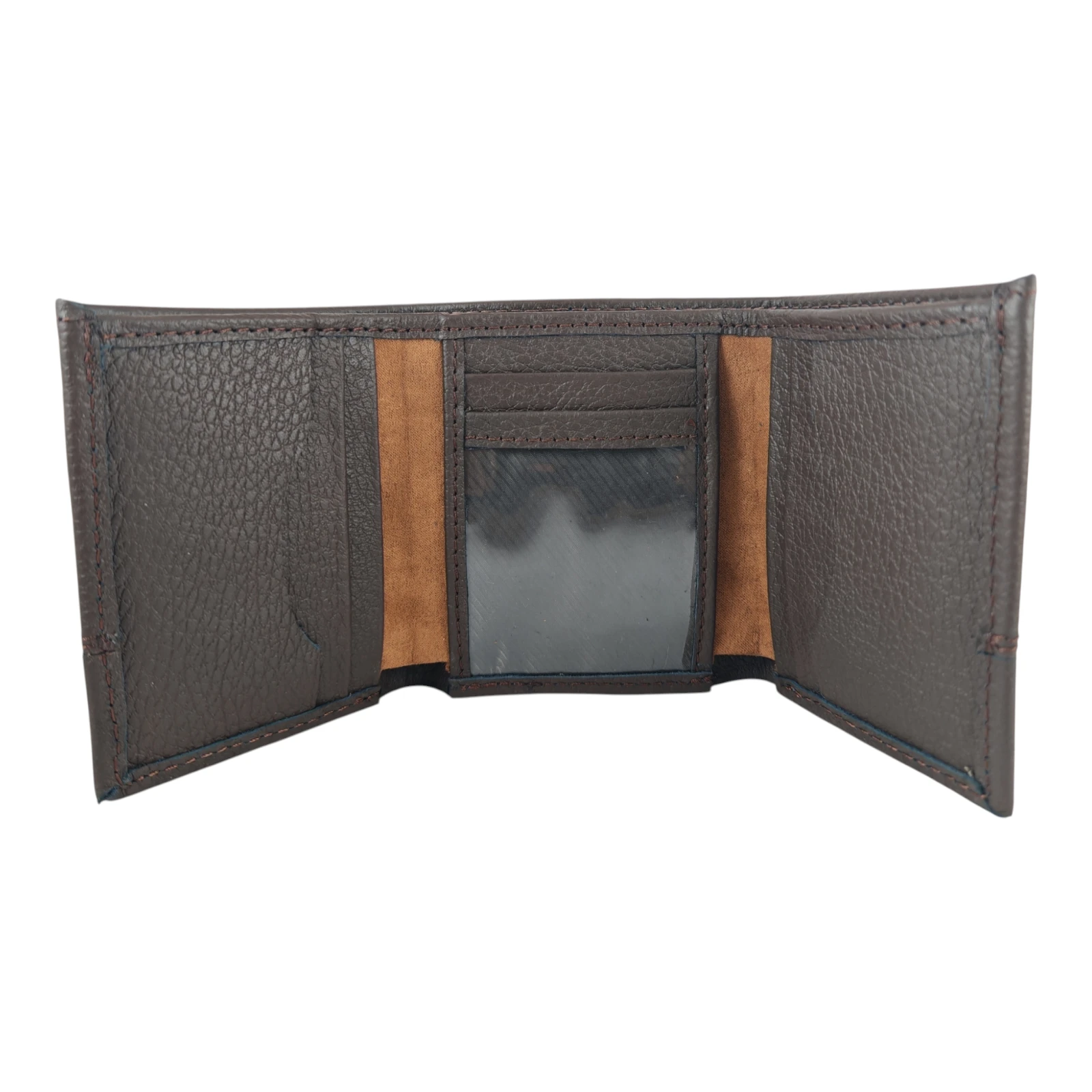 Billetera trifolio cafe cuero croshkid 2