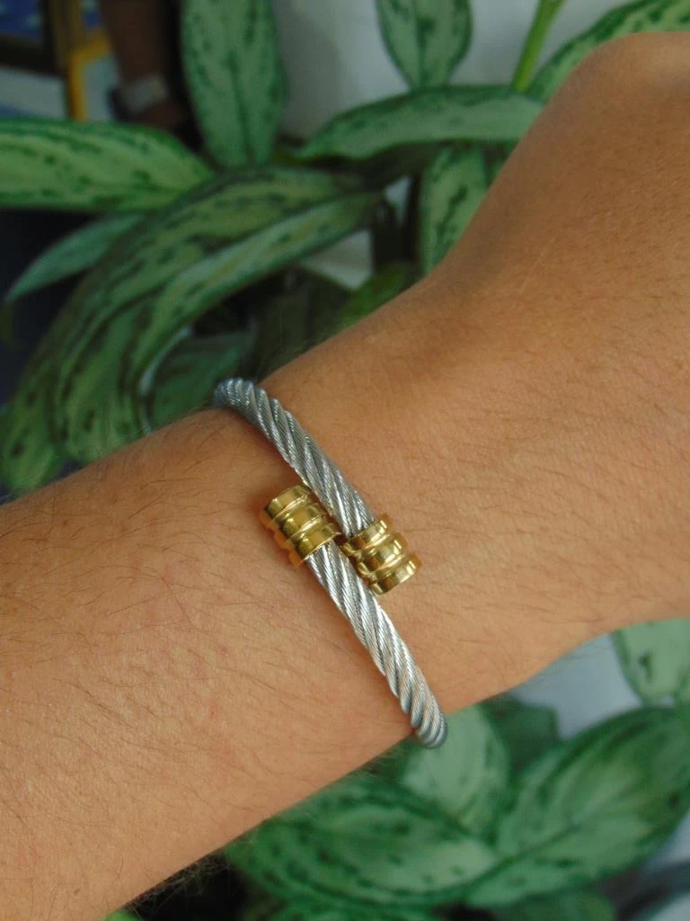 PULSERA ACERO DOR HOMBRE ARO GUAYA PLATE 3