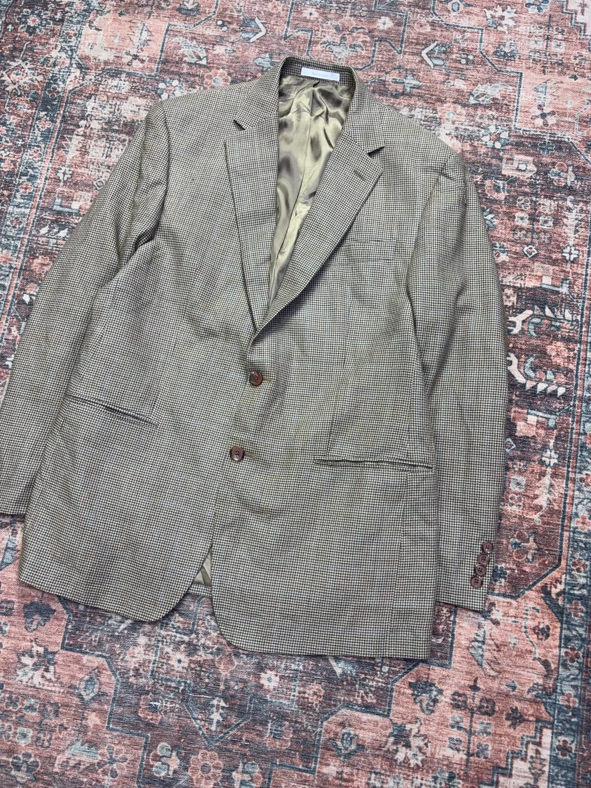 LAUREN RALPH LAUREN SILK & WOOL CHECK BLAZER