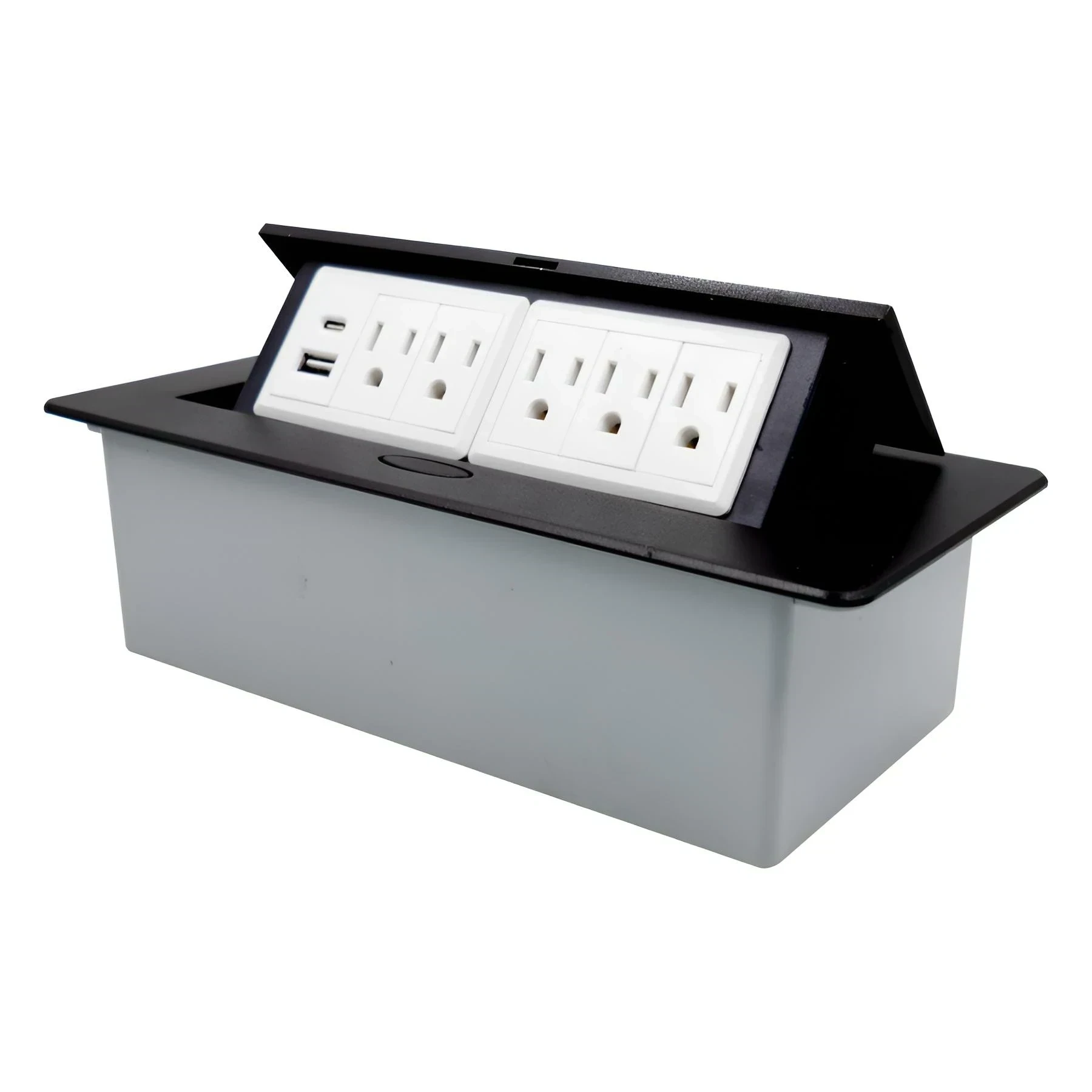 TOMACORRIENTE MESA QUINTUPLE + 2 USB A+C NEGRO 2
