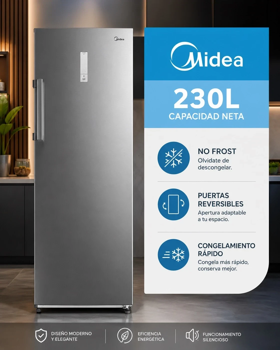 FREEZER VERTICAL MIDEA NO FROST 230LTS  INOXIDABLE ‼️SOLO POR PEDIDOS ‼️ 