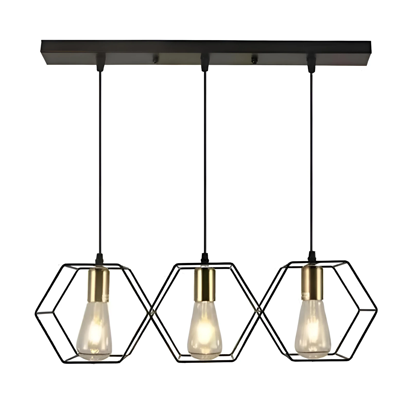 LAMPARA COLGANTE HEXAGONAL 3L E27