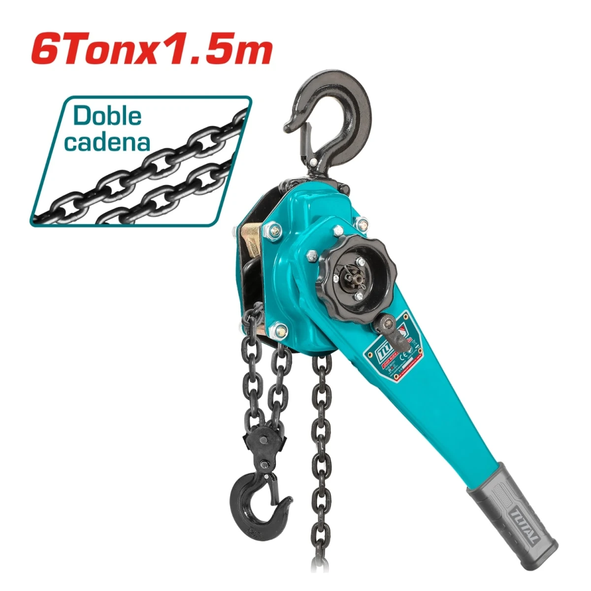 THSLB6001 Tecle con ratchet 6 toneladas 1.5 metros doble cadena total