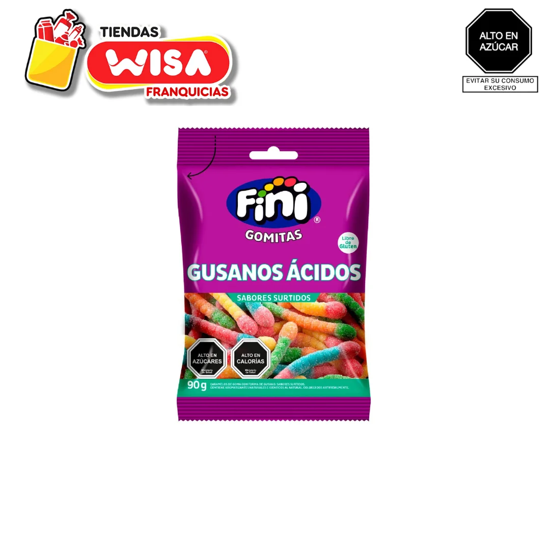 Fini Gomitas Gusanos Ácidos 90 G