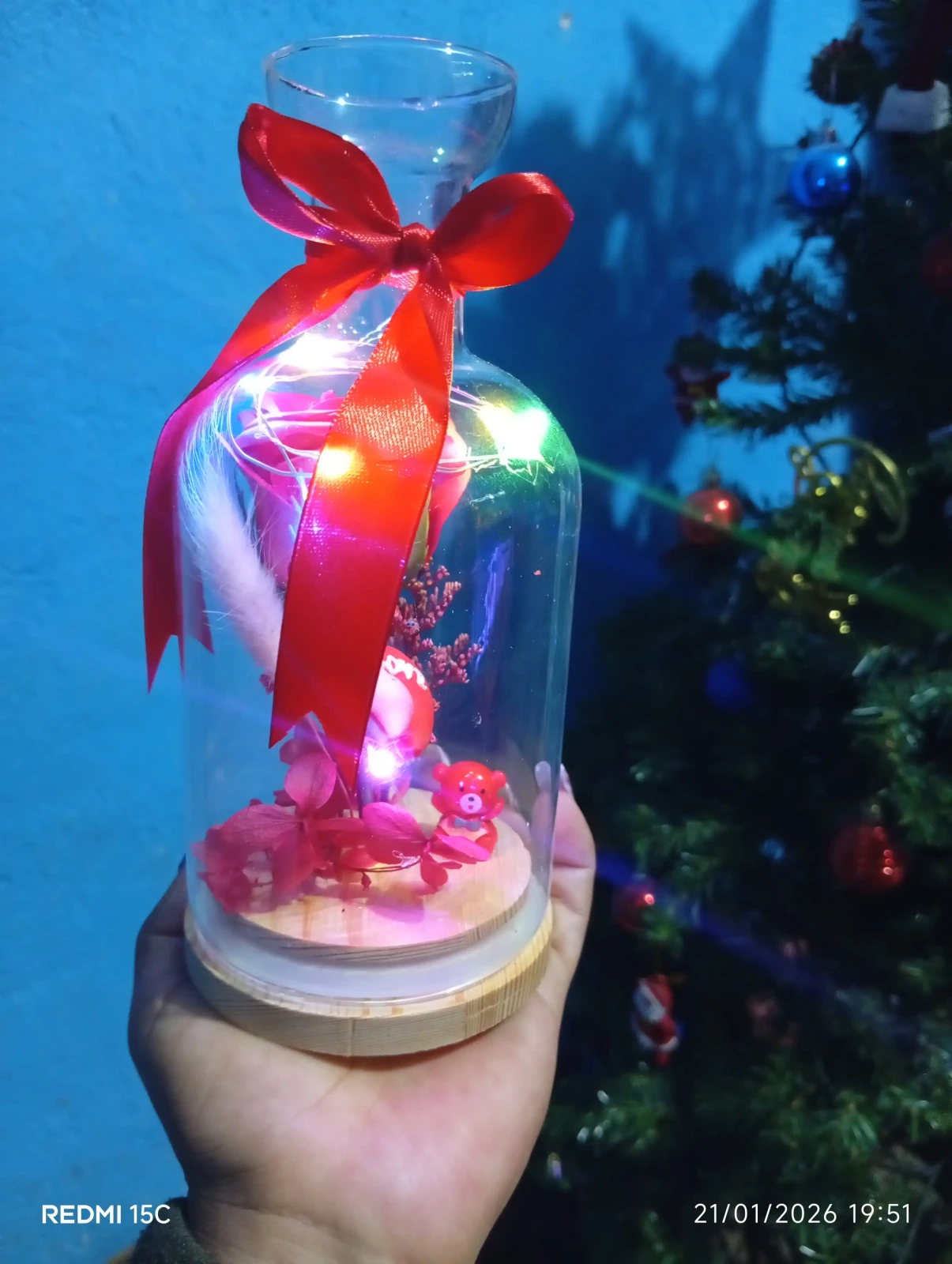 BOTELLA DE CRISTAL 🔮 CON ROSA ETERNA  2