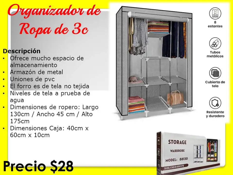 Organizador de ropa de tres cuerpos 2