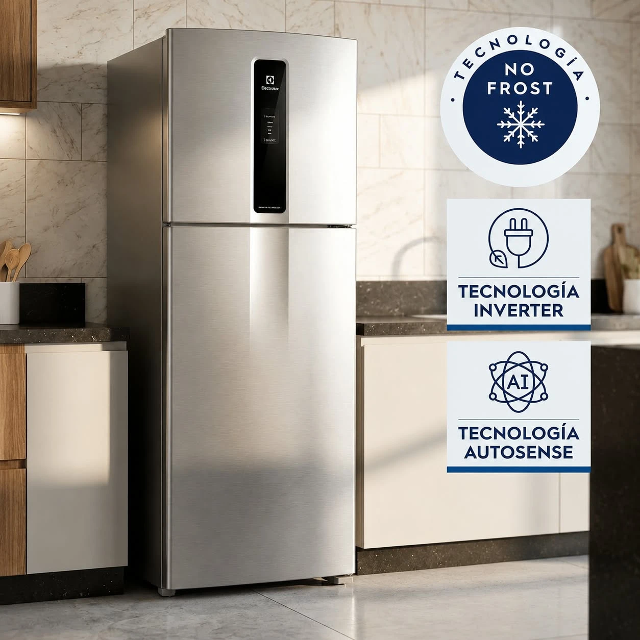 Heladera No Frost Electrolux 390L Inverter Plata