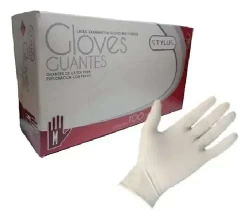 GUANTE M LATEX BLANCO STYLUS C/100