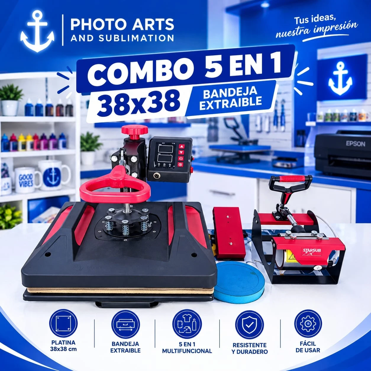 Combo 5 en 1 38x38 Bandeja Extraible 
