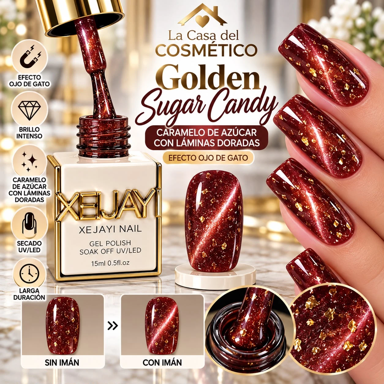 xeijayi esmalte semi efecto ojo de gato caramelo de azucar rojo.jfif