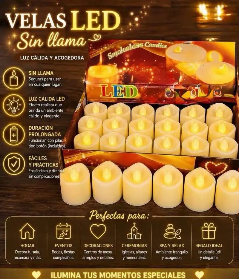PAQUETE DE 24 velas led 
