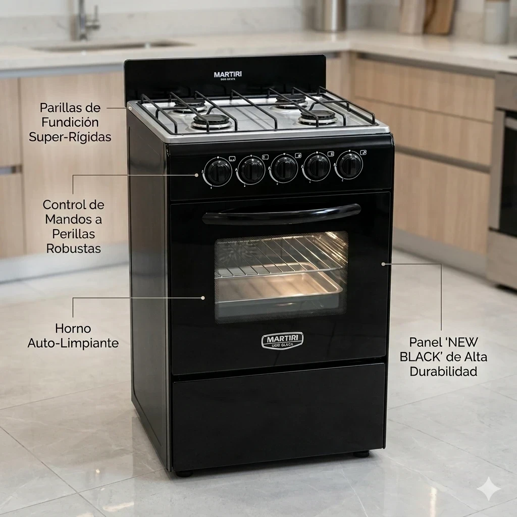 Cocina Martiri NEW BLACK MULTIGAS INOXIDABLE  2
