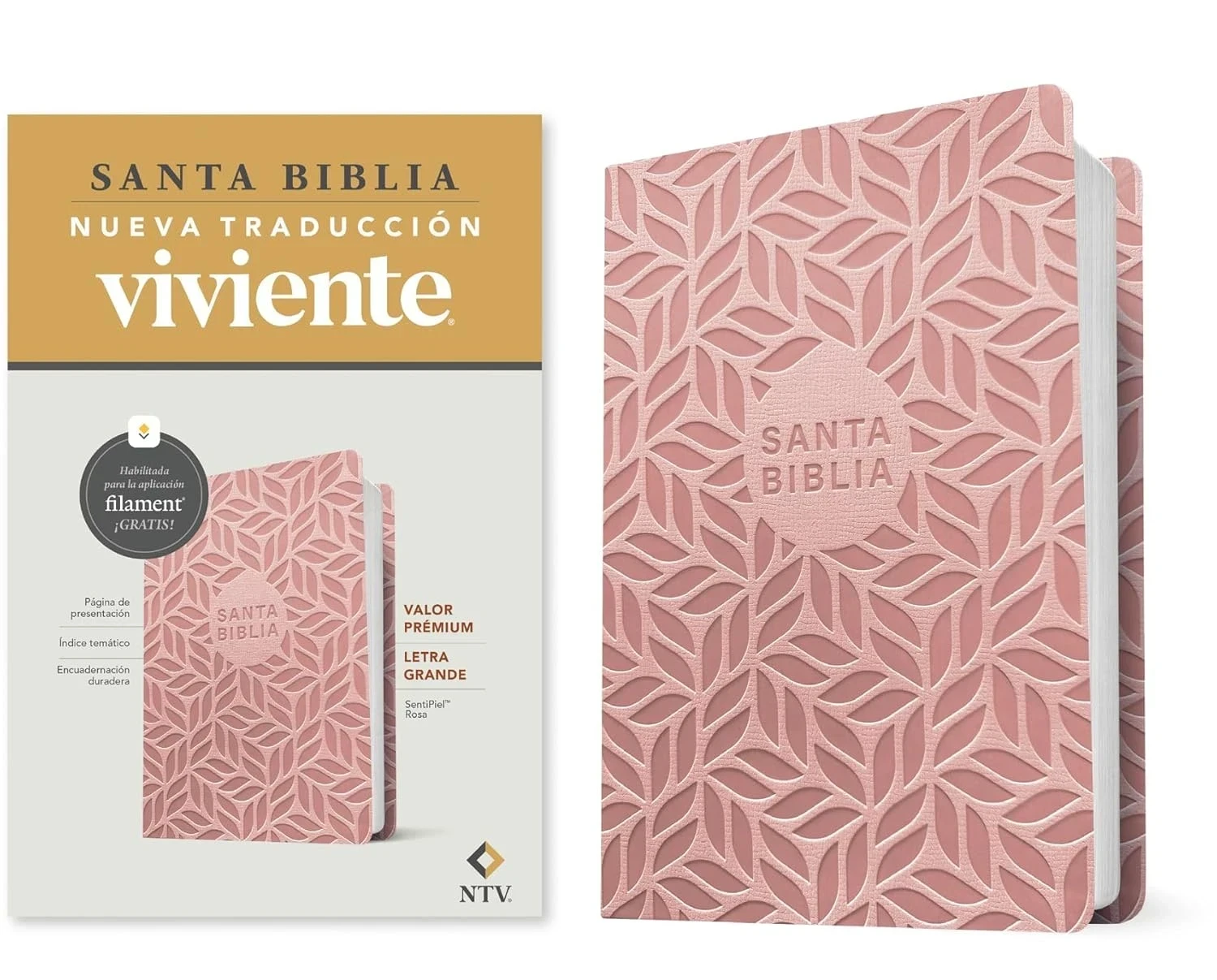 Biblia valor premium NTV letra grande sentipiel rosa 4