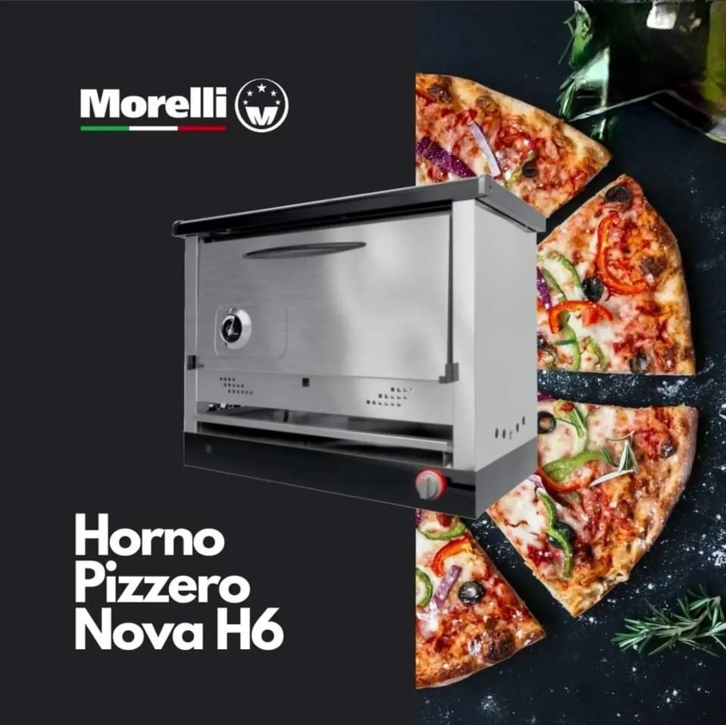 Horno pizzero Morelli NOVA H6 6 moldes Acero inox