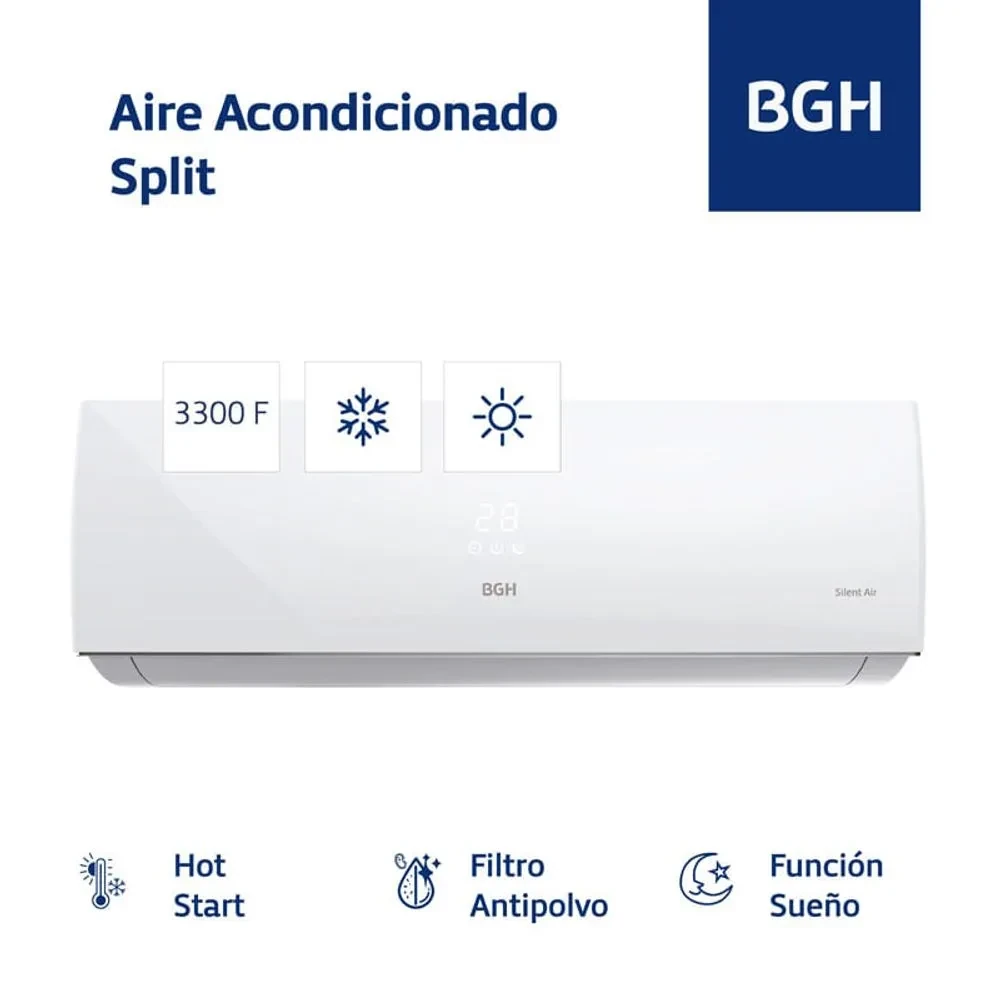 AIRE ACONDICIONADO BGH 3300W SPLIT FRIO/CALOR BS35WCAT