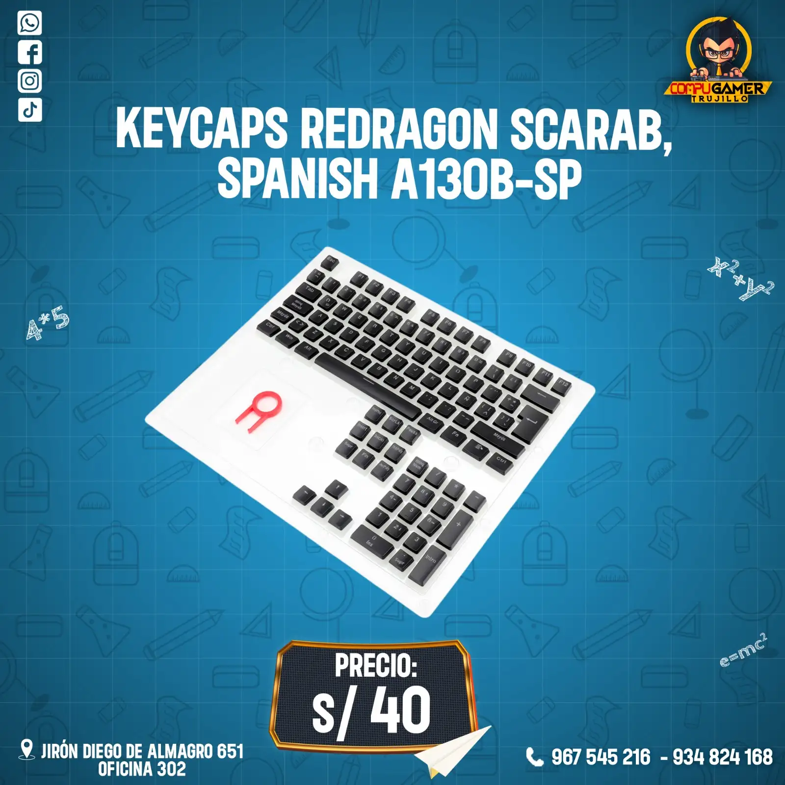 KEYCAPS REDRAGON A130B-SP ESPAÑOL BLACK 