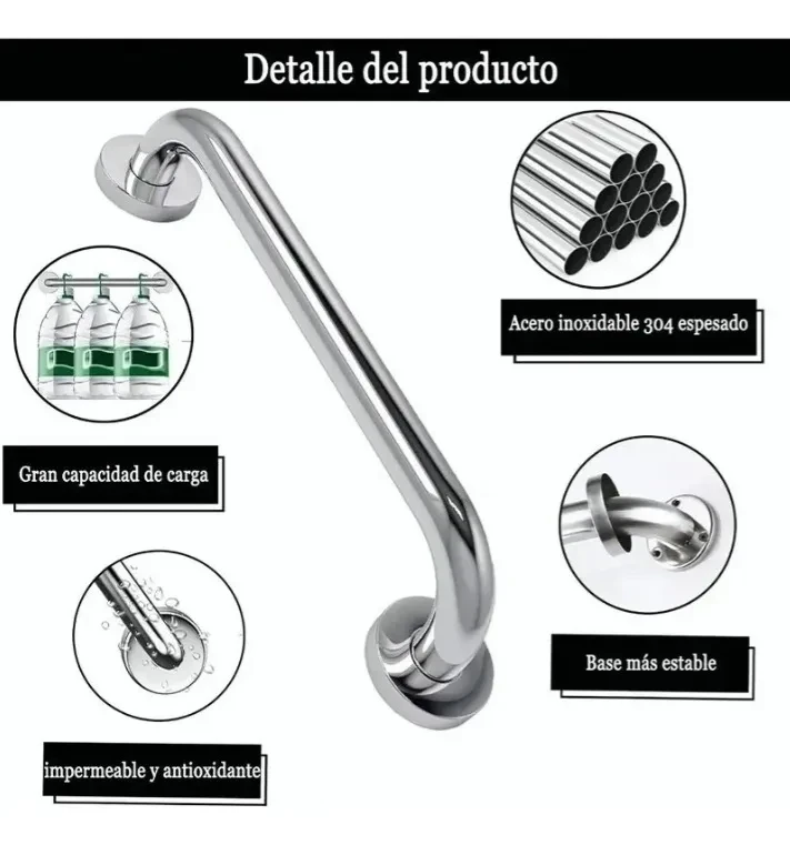 Set X2 Barras Seguridad 50cm Ducha Baño Inoxidable 2