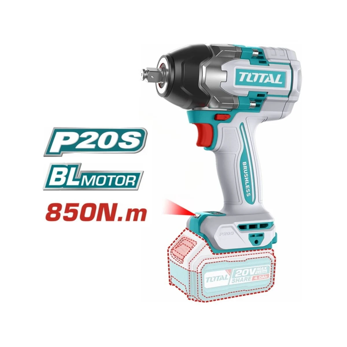 TOSLI240202-TIWLI20851 Taladro percutor + llave de impacto 850nm + rotomartillo + amoladora total 6