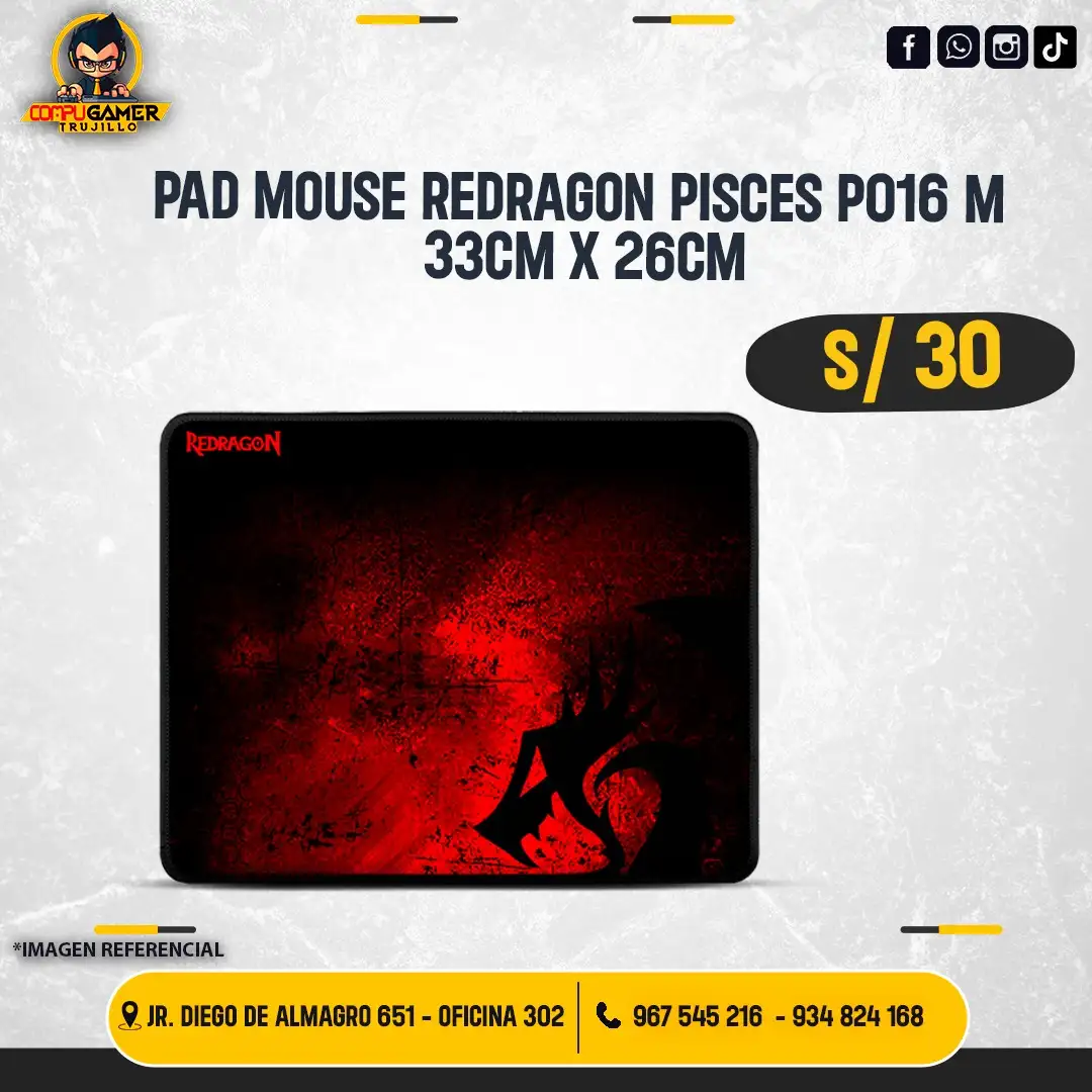PAD MOUSE REDRAGON PISCES P016 M 33CM x 26CM
