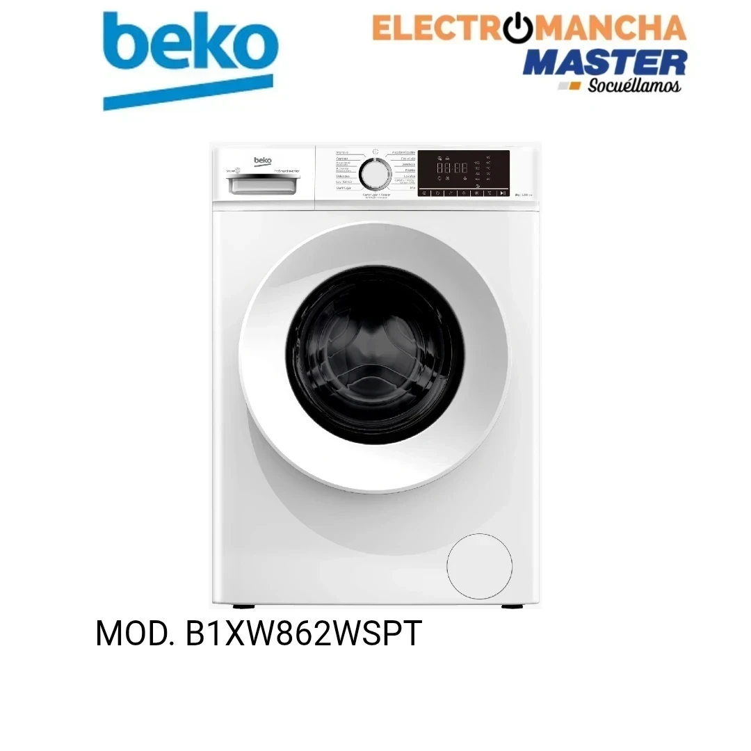 LAVADORA BEKO B1XW862WSPT 8 KILOS 1200 RPM. CLASE A