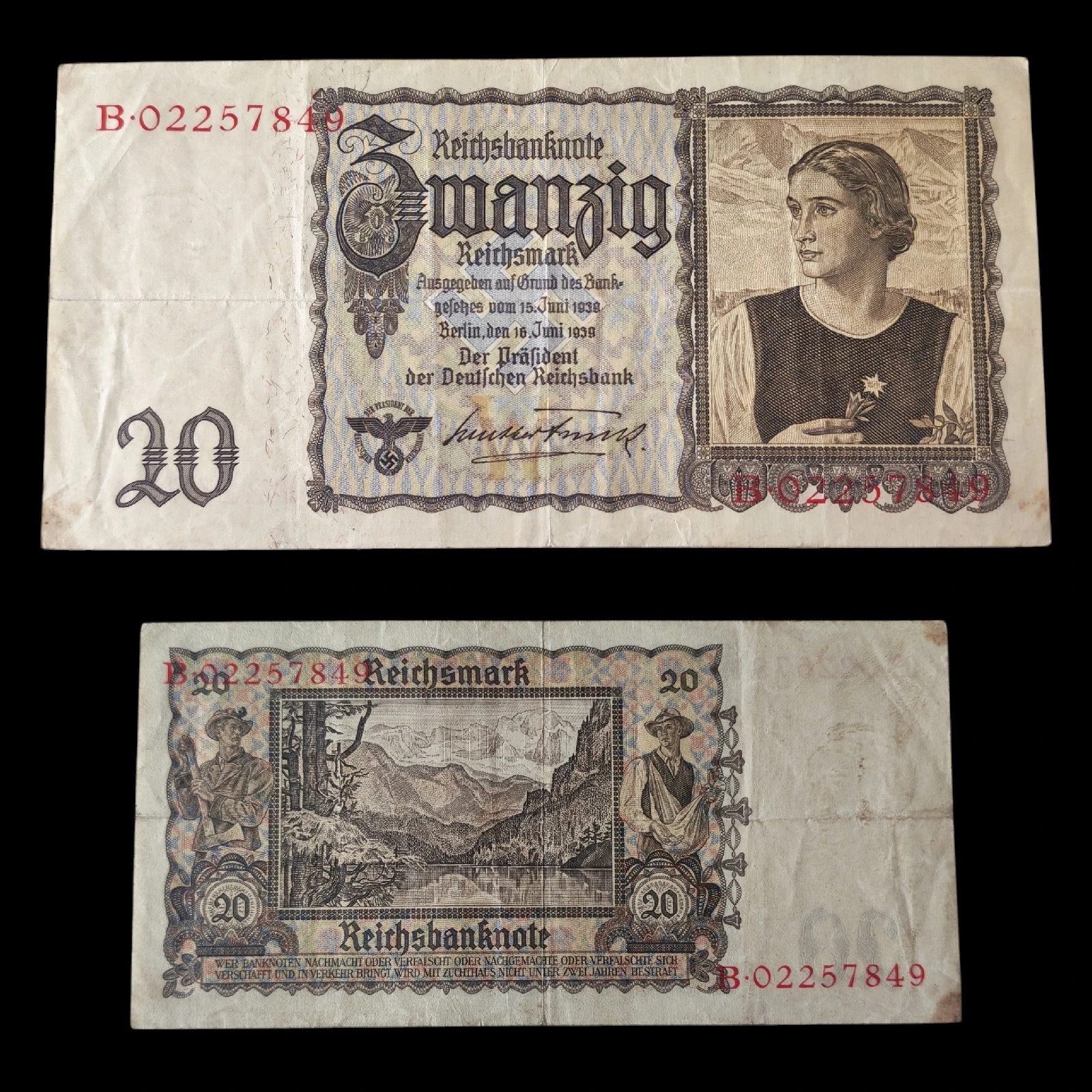 ° Alemania Tercer Reich 20 Reich Mark Circulado 