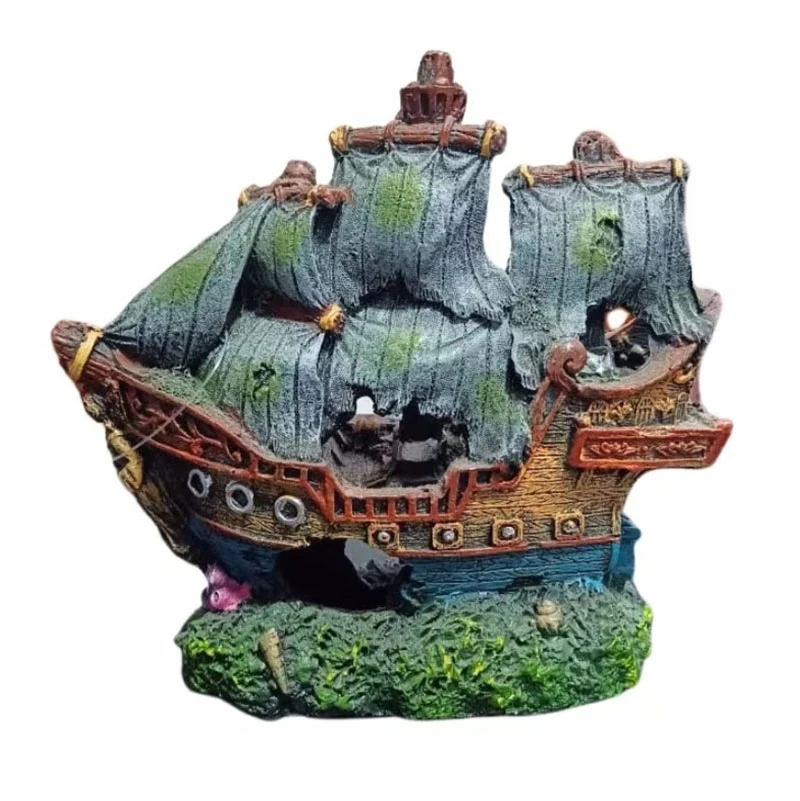 Adorno de Resina Barco Pirata 15*7.5*14cm Aq-420