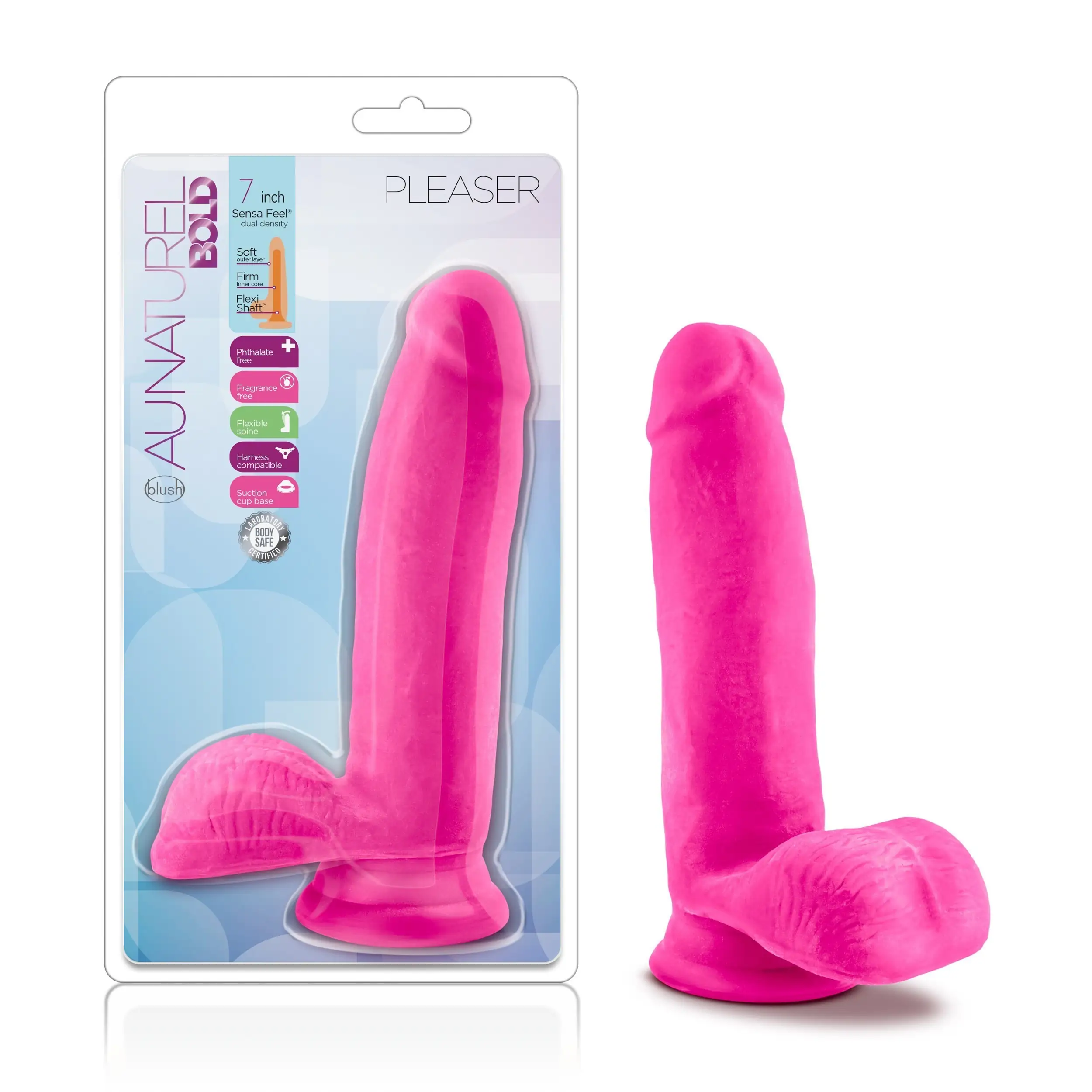AU NATUREL BOLD PLEASER 7 INCH DILDO PINK