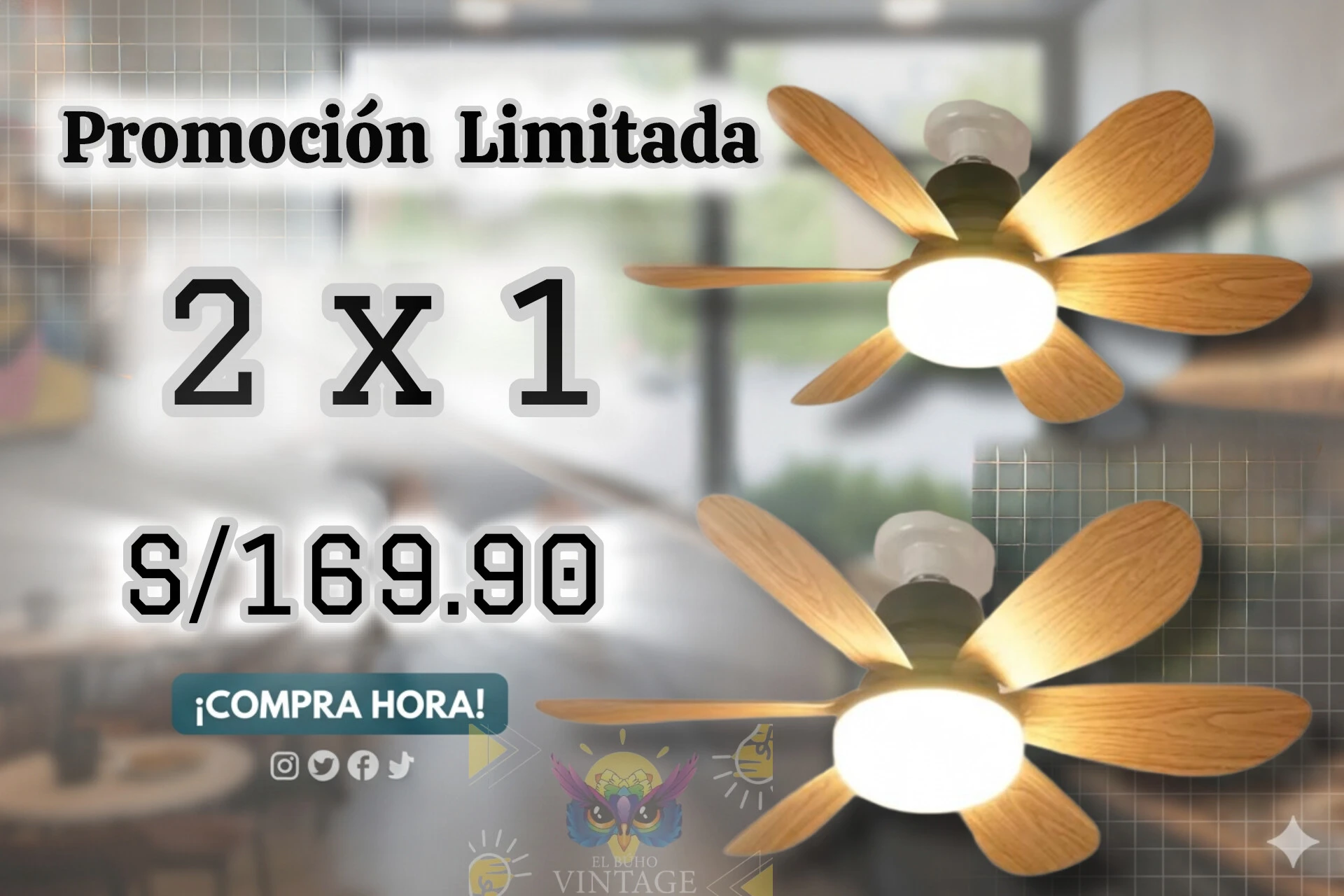 Mini Ventilador de Techo E27