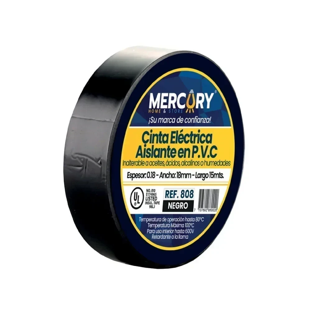 Cinta aislante mercury 15 mts