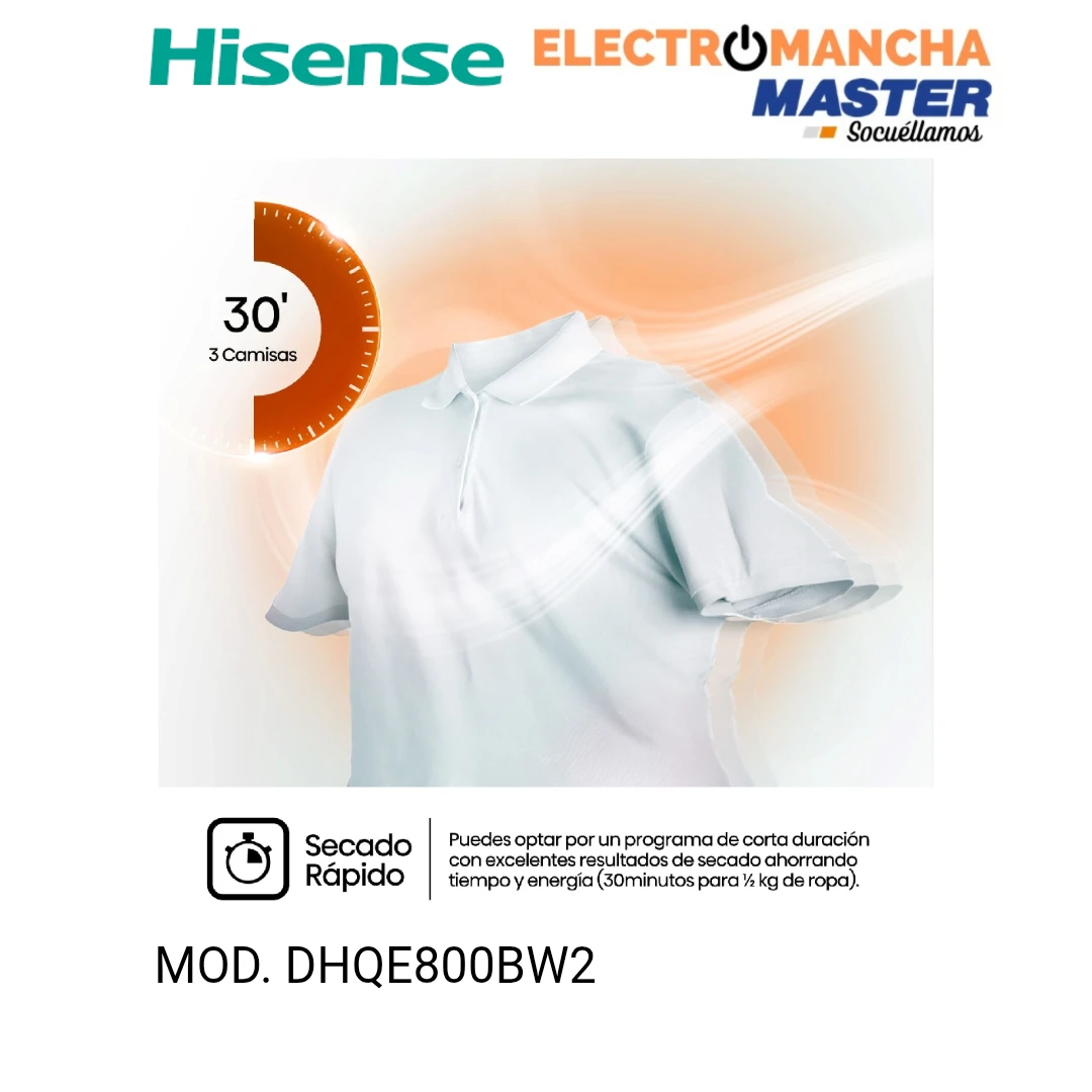 SECADORA HISENSE DHQE800BW2  B. DE CALOR 8 KG A++ 5