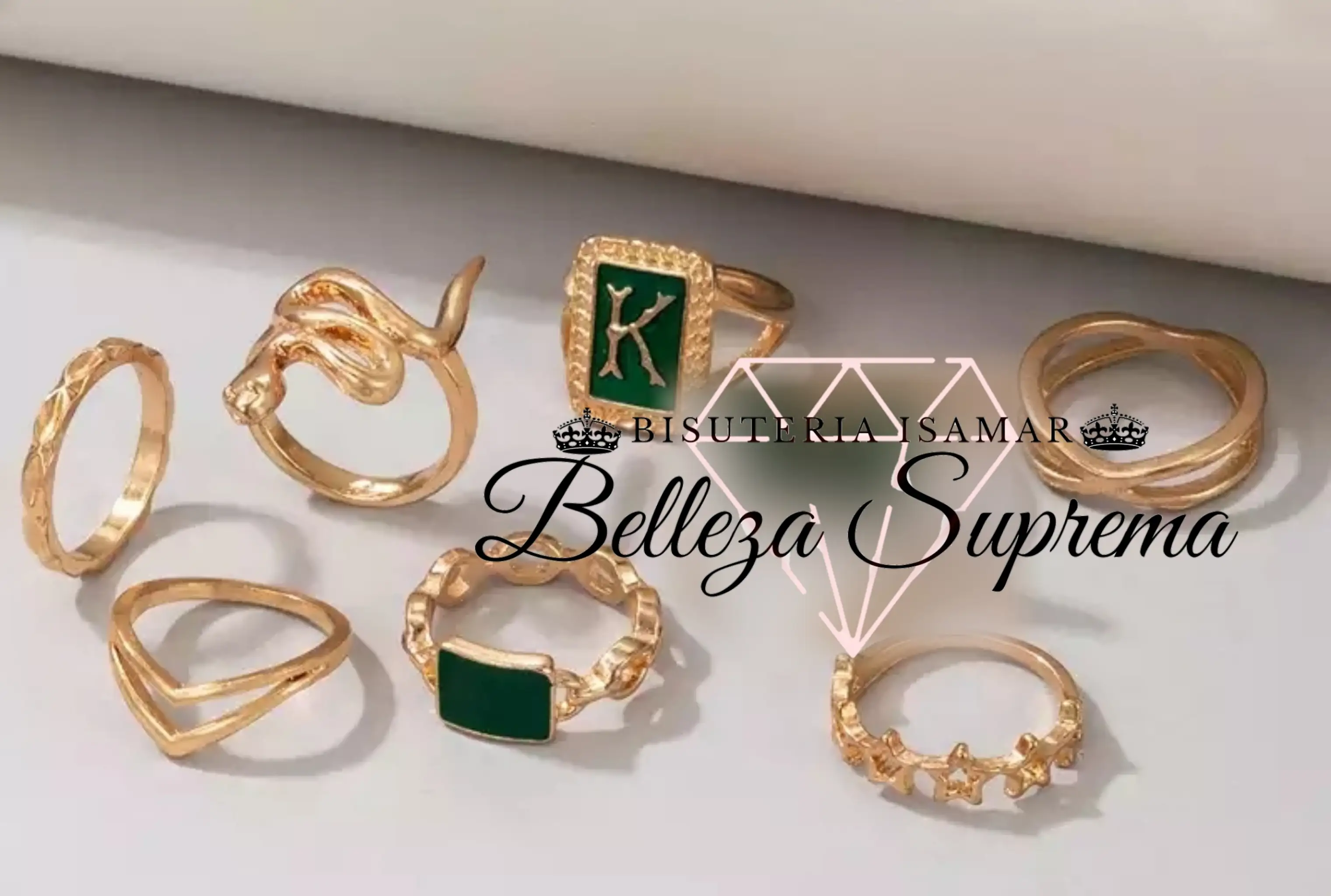 SET DE 7 ANILLOS DORADOS 2