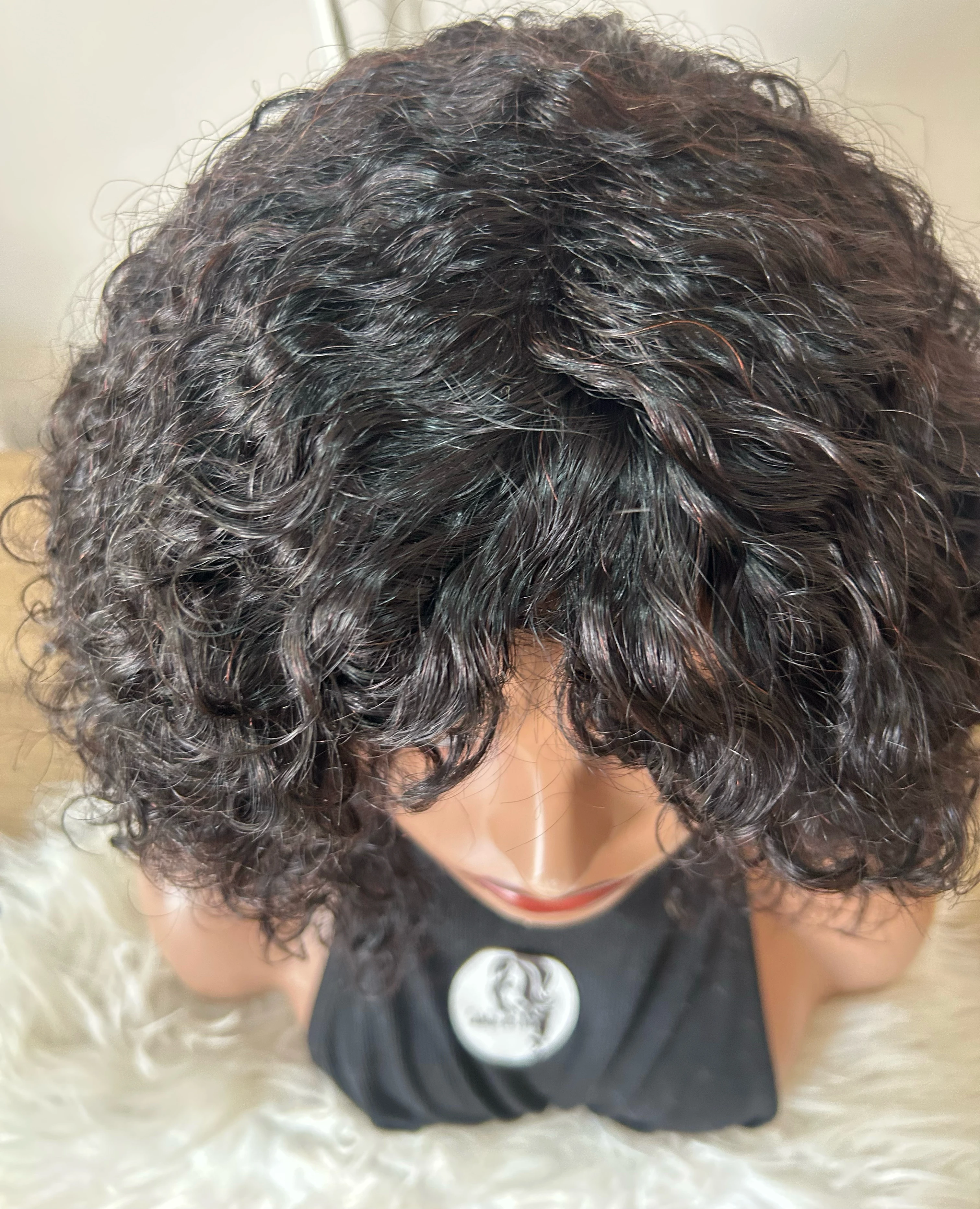 Peluca Rizada de cabello humano  4