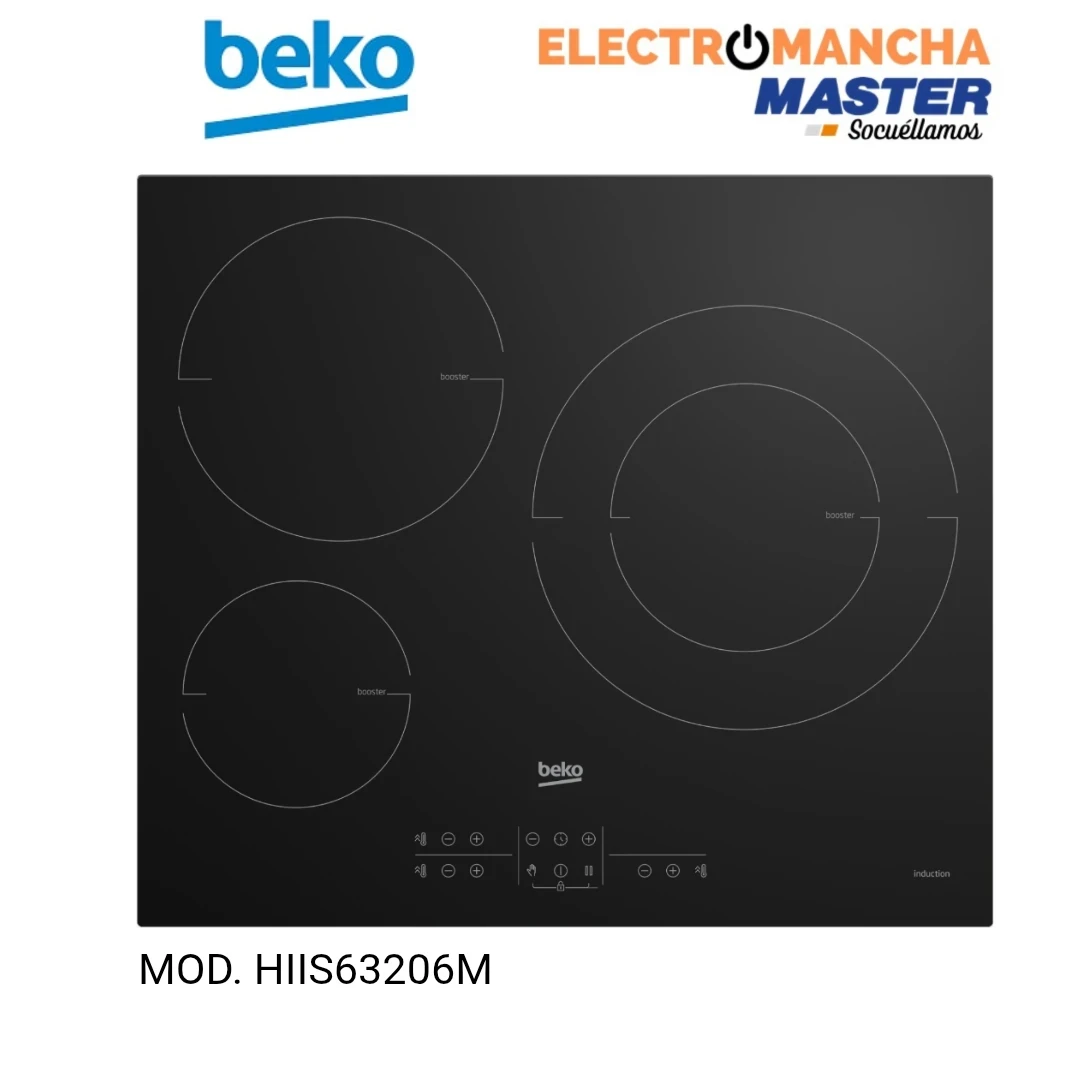 ENCIMERA INDUCCION BEKO HIIS63206M 3 FUEGOS HARO GRANDE 28 CM.