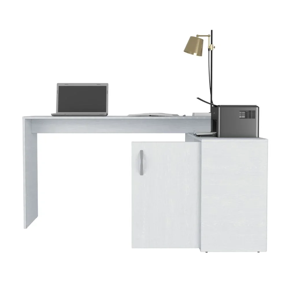 Escritorio L Blanco Con Libreria  7