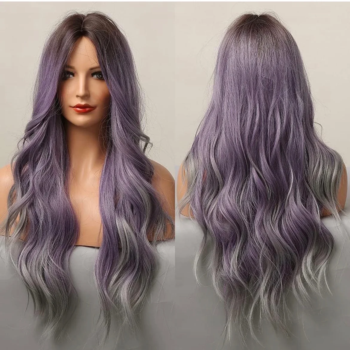 Peluca fantasia morada con gris  2