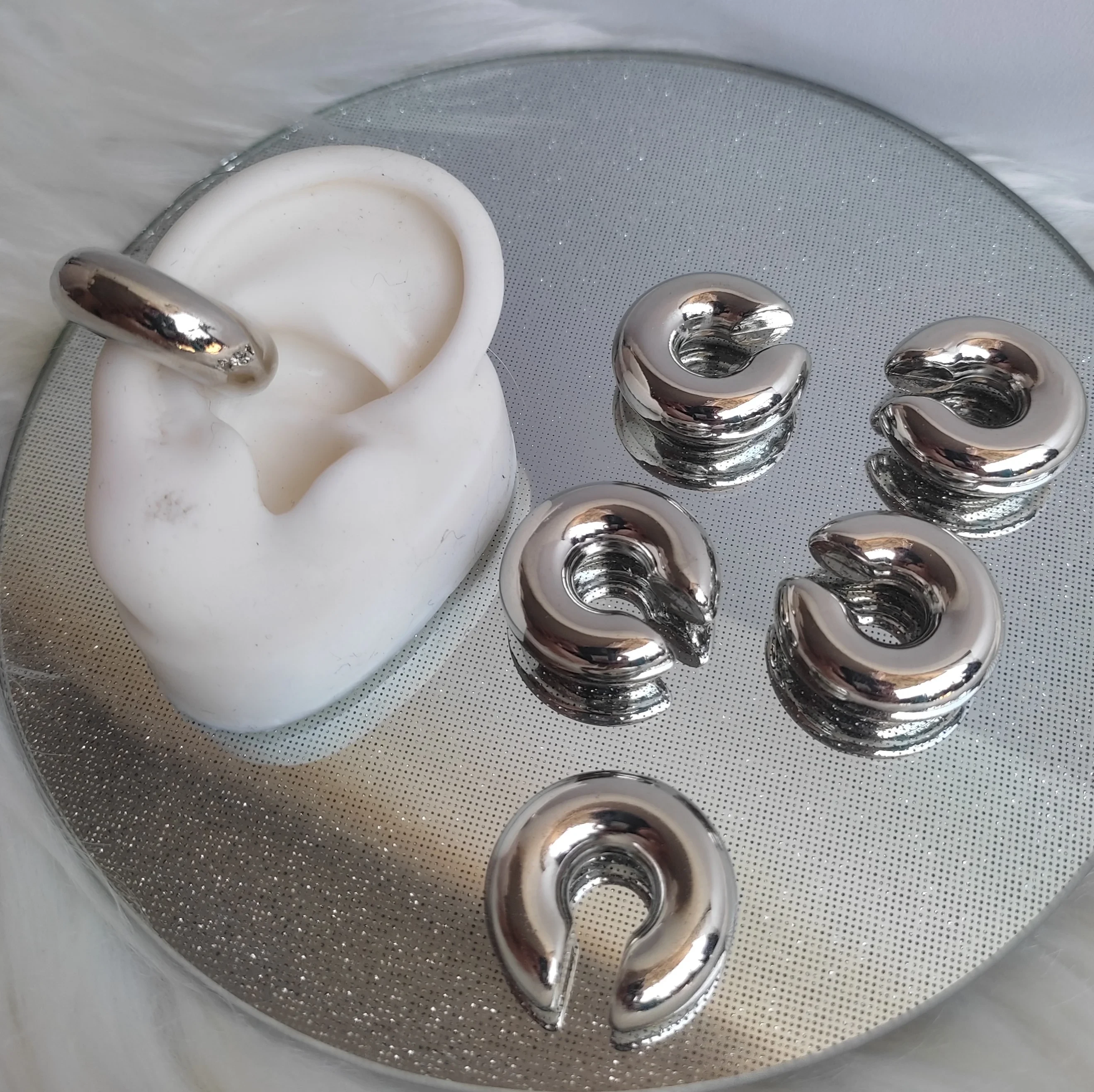 EARCUFF CHUNKY-SITO LISO SILVER 2