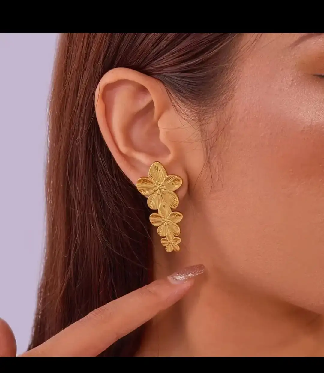 Aretes largos flor 
